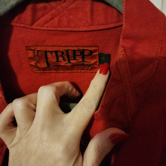 Vintage TRIPP NYC plus size denim moto jacket size 4 in red - Picture 3 of 4